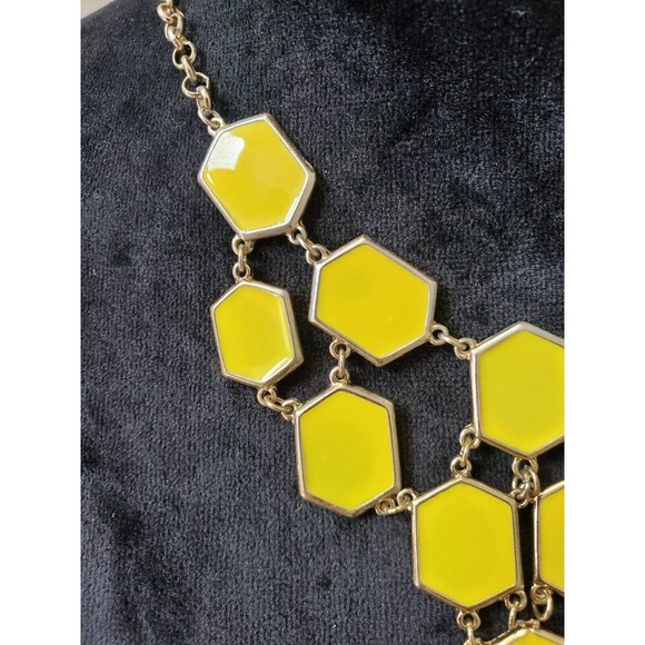 Charming Charlie Yellow & Gold Faceted Tile Bubble Bib Statement Necklace Set - Picture 3 of 8